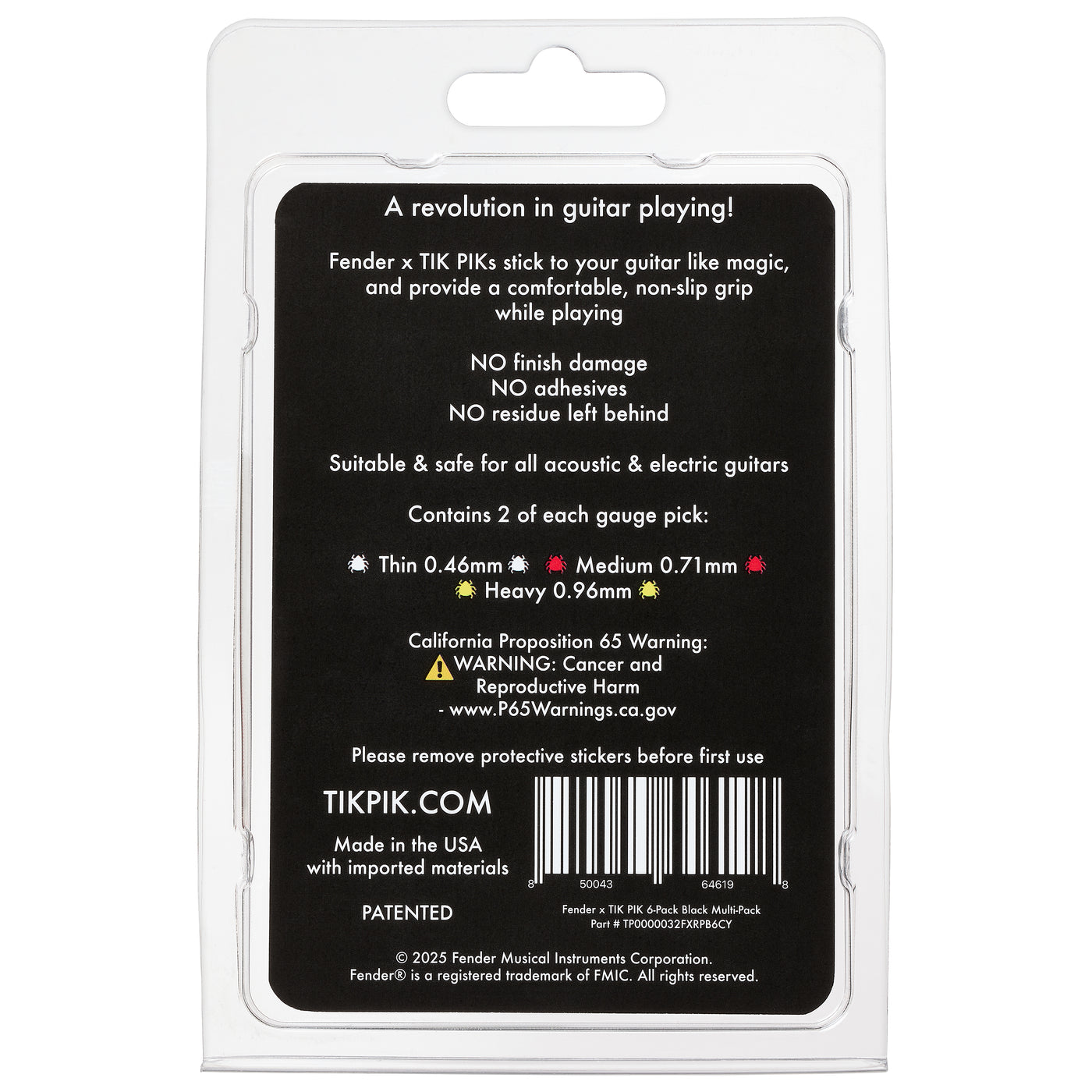 Fender x TIK PIK 6-Pack Retail Packaging
